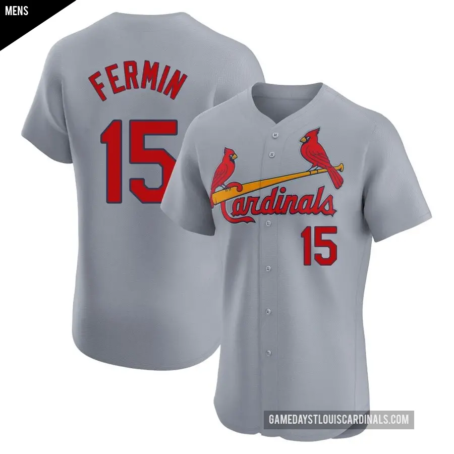 Men's St. Louis Cardinals ＃15 Jose Fermin Elite Gray Road Jersey