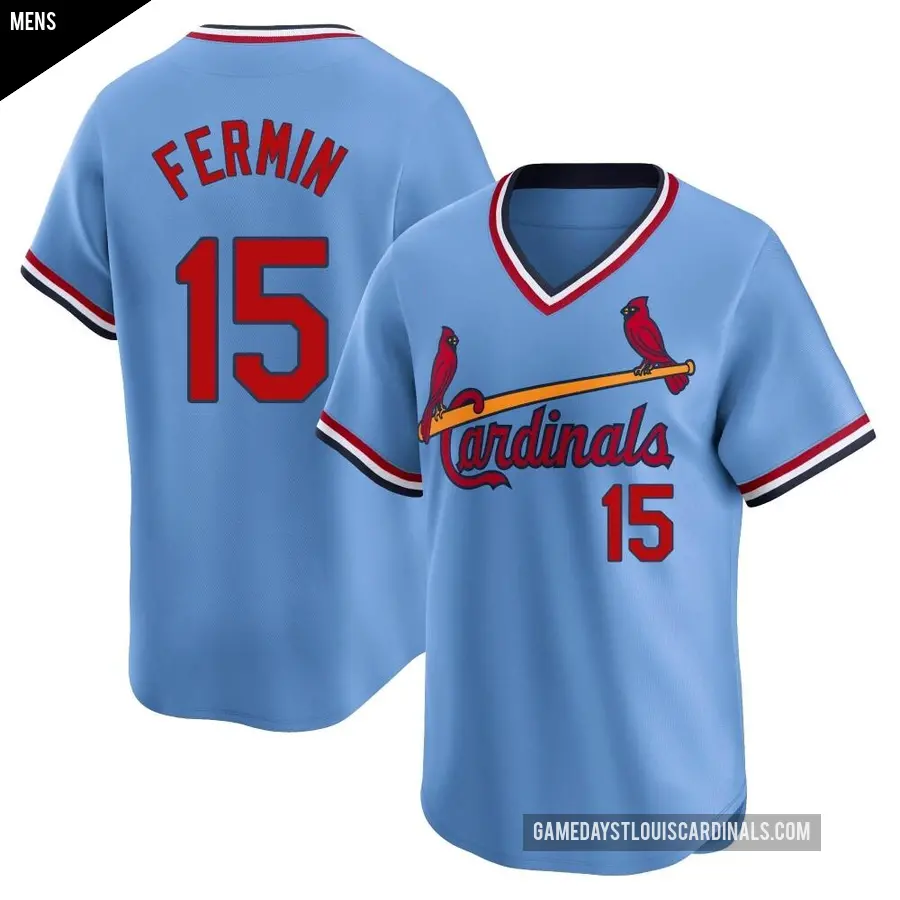 Men's St. Louis Cardinals ＃15 Jose Fermin Limited Light Blue Cooperstown Collection Jersey