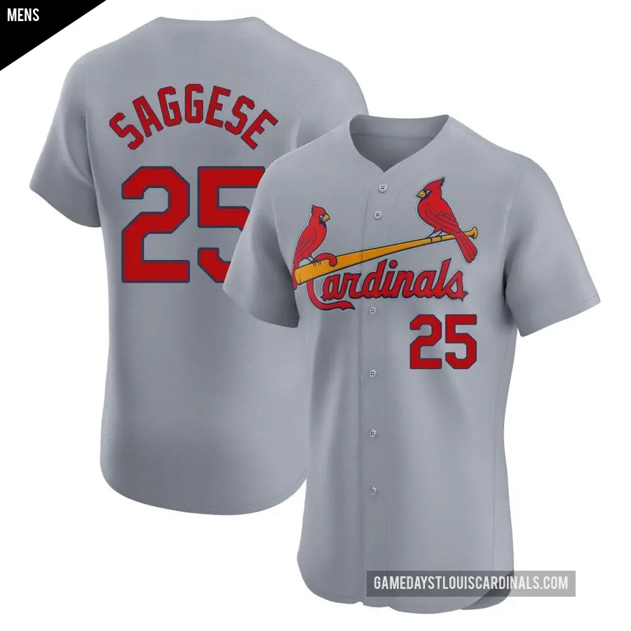 Men's St. Louis Cardinals ＃25 Thomas Saggese Elite Gray Road Jersey