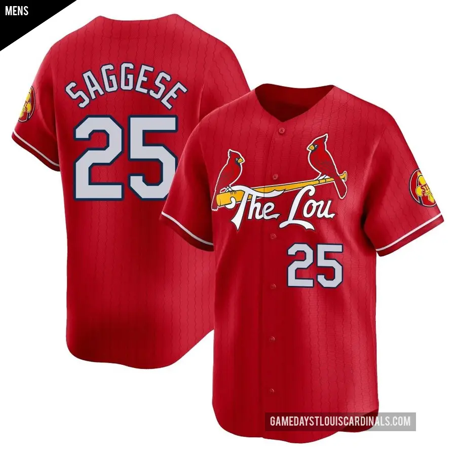 Men's St. Louis Cardinals ＃25 Thomas Saggese Limited Red 2024 City Connect Jersey