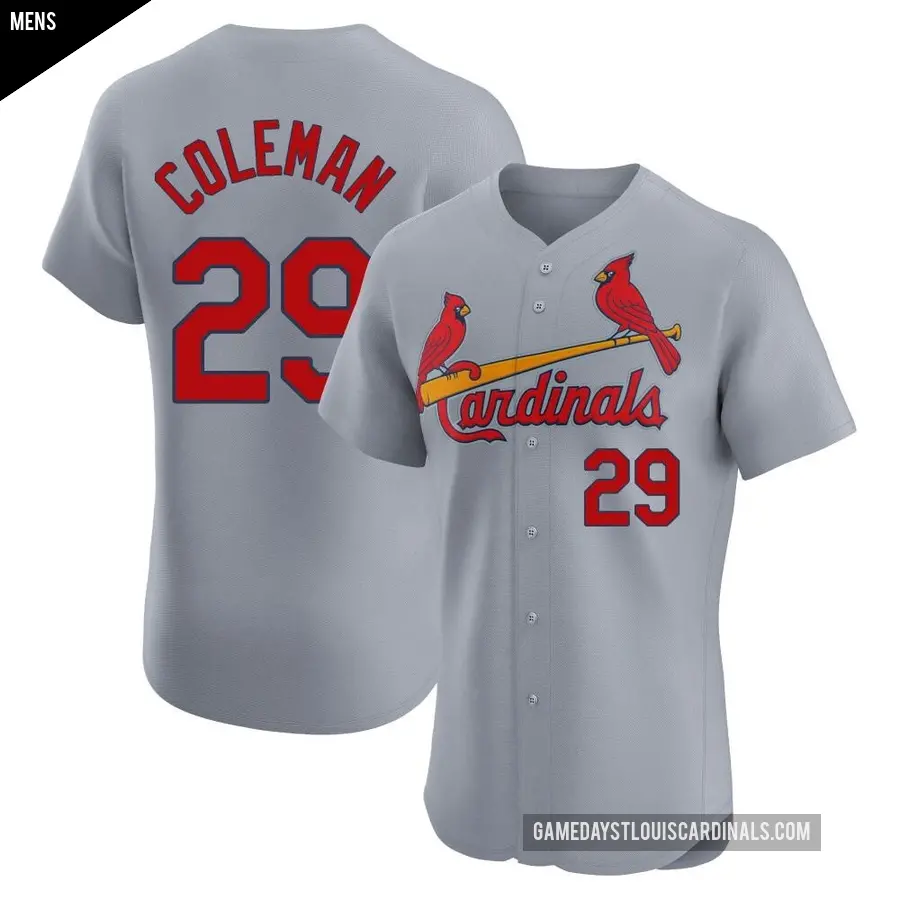 Men's St. Louis Cardinals ＃29 Vince Coleman Elite Gray Road Jersey