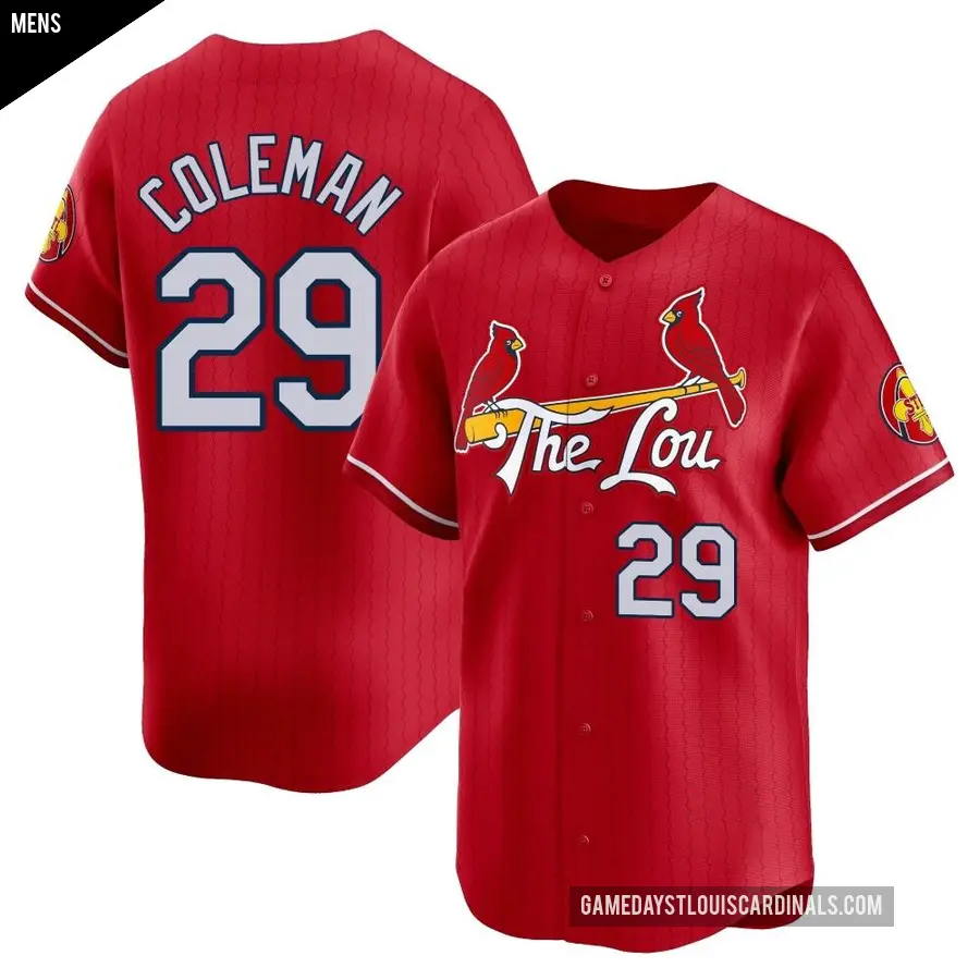 Men's St. Louis Cardinals ＃29 Vince Coleman Limited Red 2024 City Connect Jersey