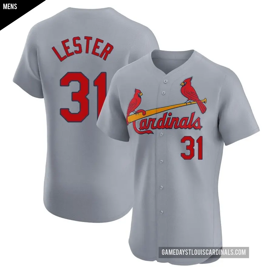 Men's St. Louis Cardinals ＃31 Jon Lester Elite Gray Road Jersey