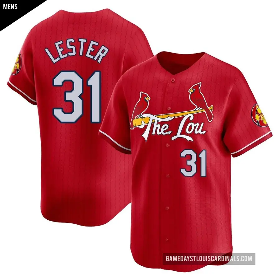 Men's St. Louis Cardinals ＃31 Jon Lester Limited Red 2024 City Connect Jersey