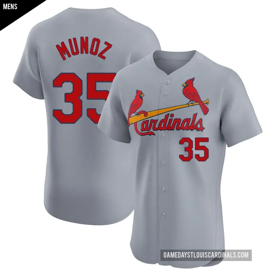 Men's St. Louis Cardinals ＃35 Roddery Munoz Elite Gray Road Jersey