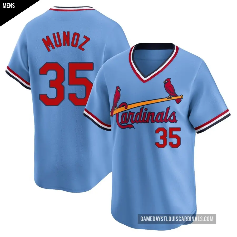 Men's St. Louis Cardinals ＃35 Roddery Munoz Limited Light Blue Cooperstown Collection Jersey