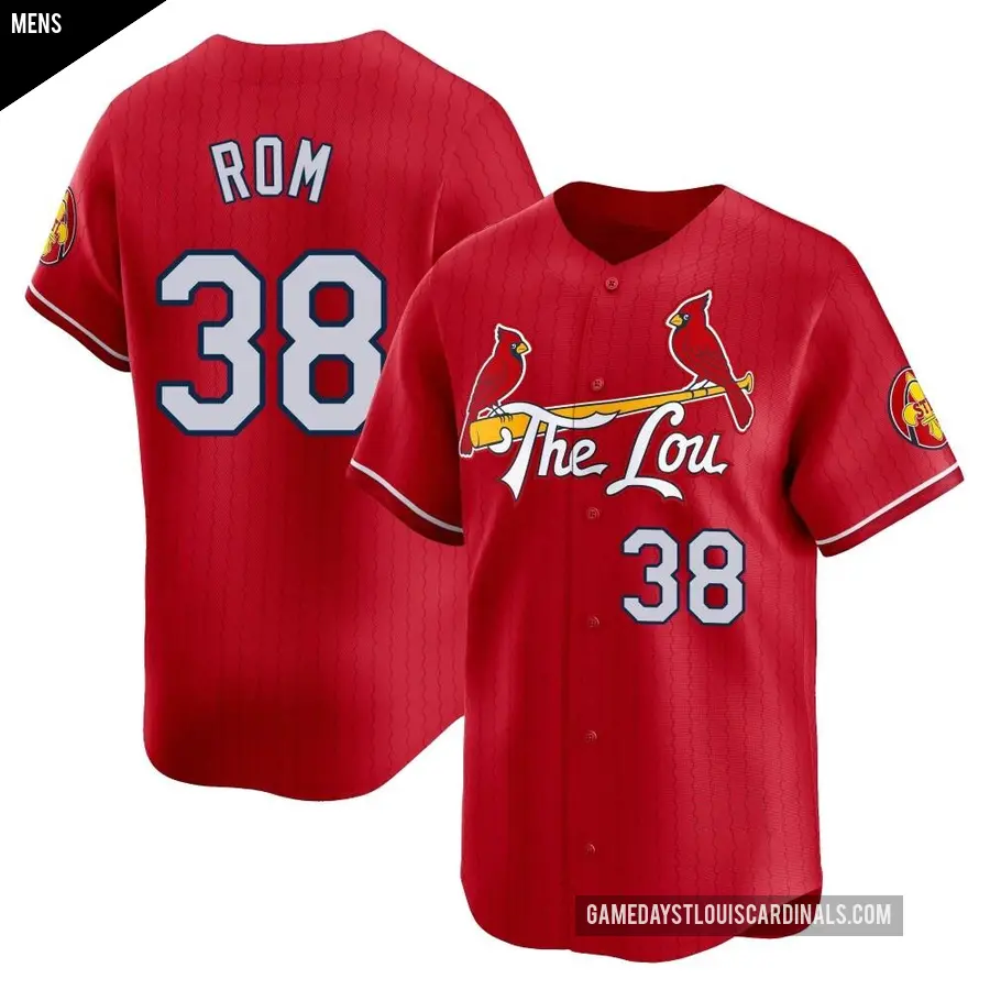 Men's St. Louis Cardinals ＃38 Drew Rom Limited Red 2024 City Connect Jersey