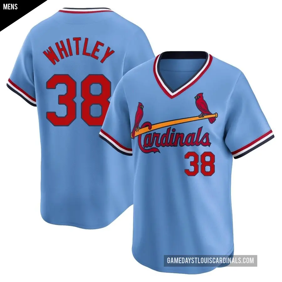 Men's St. Louis Cardinals ＃38 Kodi Whitley Limited Light Blue Cooperstown Collection Jersey