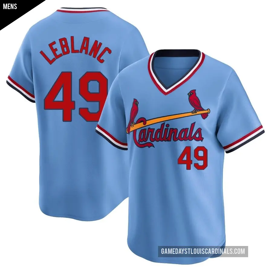 Men's St. Louis Cardinals ＃49 Wade LeBlanc Limited Light Blue Cooperstown Collection Jersey