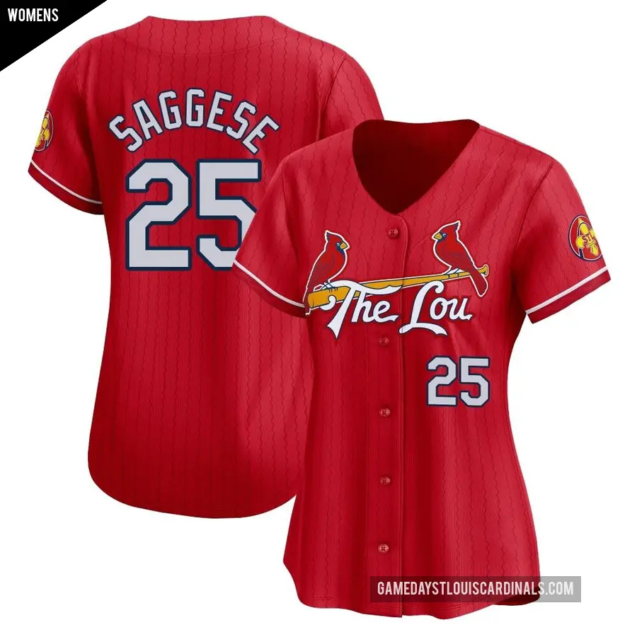 Women's St. Louis Cardinals ＃25 Thomas Saggese Limited Red 2024 City Connect Jersey