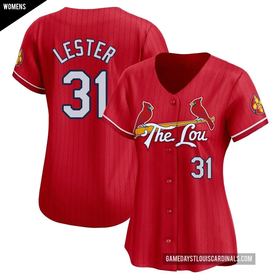 Women's St. Louis Cardinals ＃31 Jon Lester Limited Red 2024 City Connect Jersey