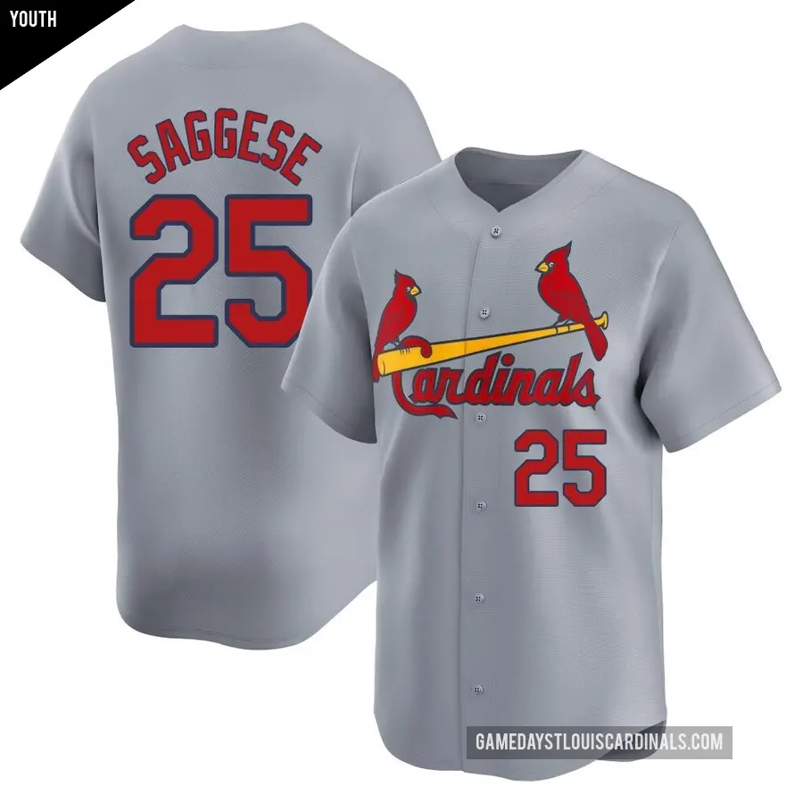 Youth St. Louis Cardinals ＃25 Thomas Saggese Limited Gray Away Jersey