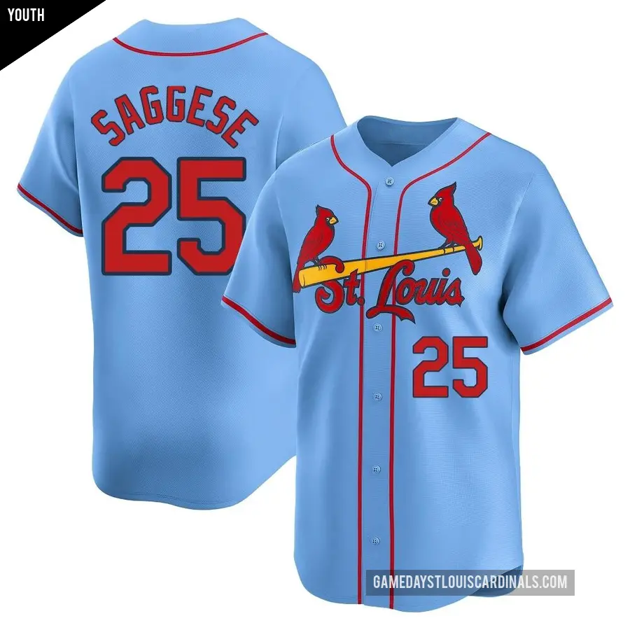 Youth St. Louis Cardinals ＃25 Thomas Saggese Limited Light Blue Alternate Jersey