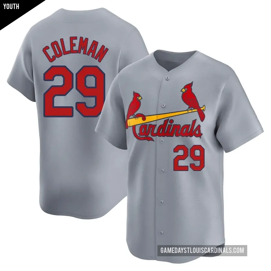 Youth St. Louis Cardinals ＃29 Vince Coleman Limited Gray Away Jersey