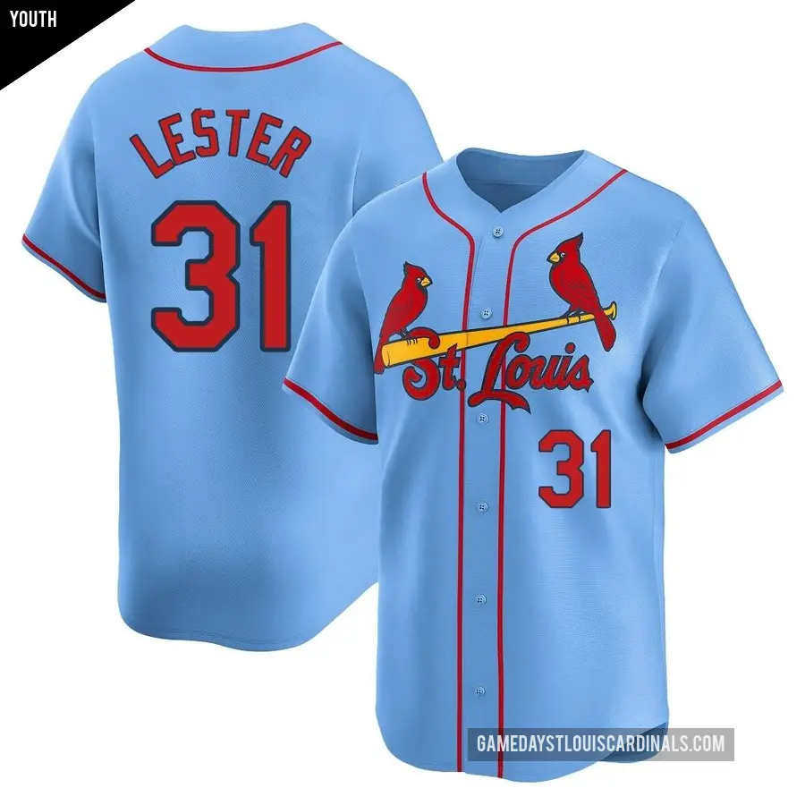 Youth St. Louis Cardinals ＃31 Jon Lester Limited Light Blue Alternate Jersey