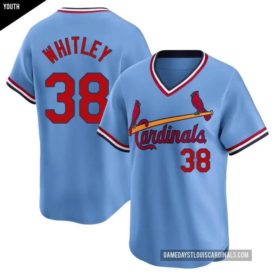 Youth St. Louis Cardinals ＃38 Kodi Whitley Limited Light Blue Cooperstown Collection Jersey