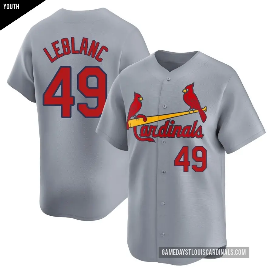 Youth St. Louis Cardinals ＃49 Wade LeBlanc Limited Gray Away Jersey