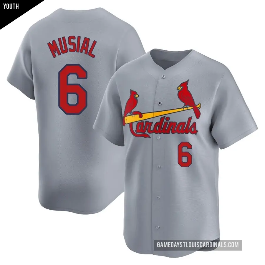 Youth St. Louis Cardinals ＃6 Stan Musial Limited Gray Away Jersey